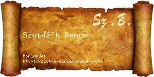 Szoták Bence névjegykártya